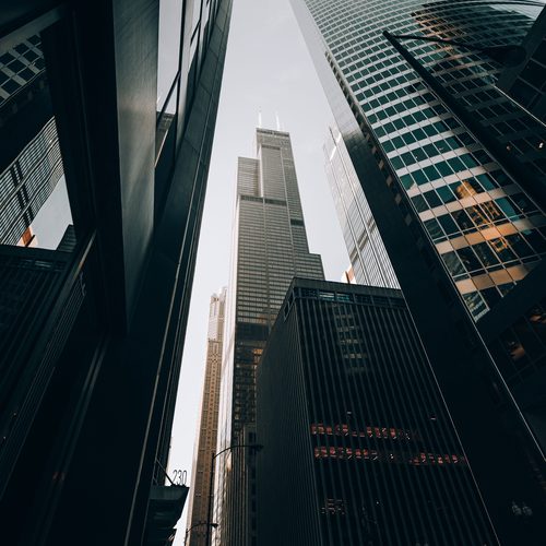 Skyscrapers seen from below