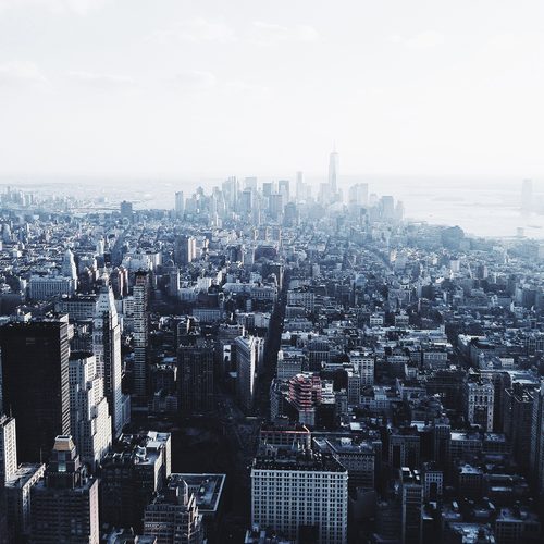 Skyline in pale haze